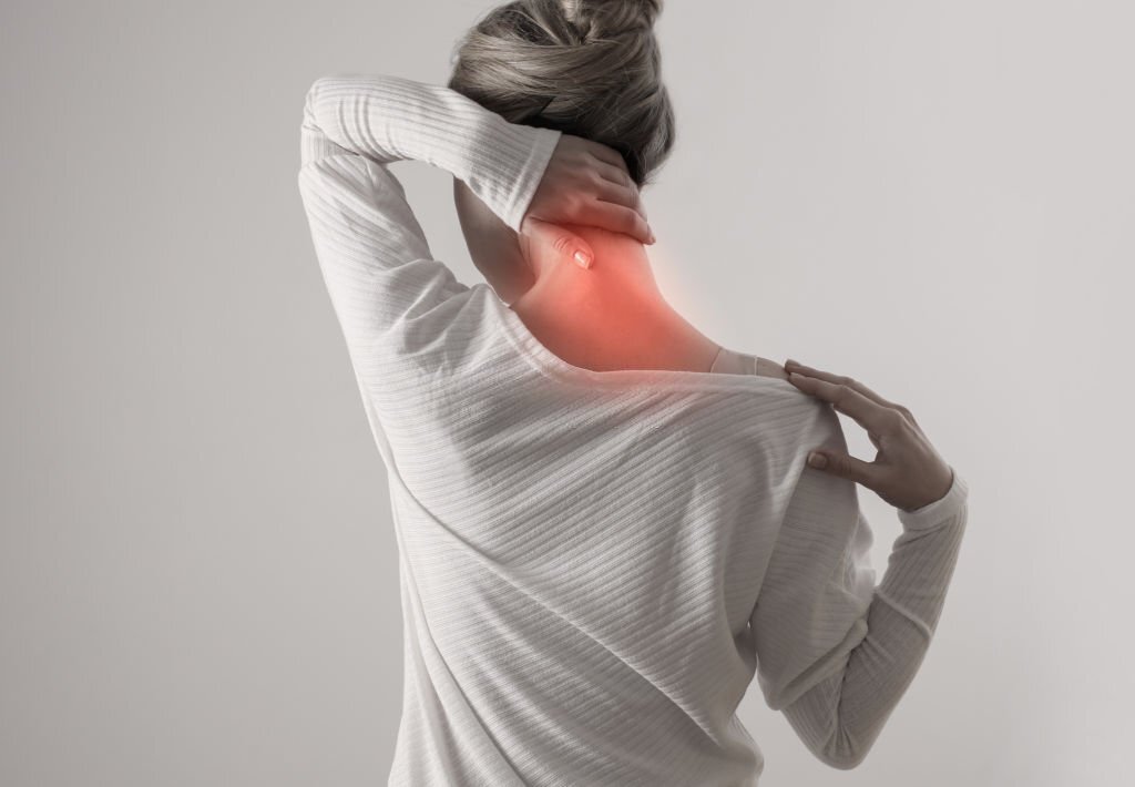 Woman suffering from back and neck pain. Chiropractic, Physiotherapy concept Physiotherapy for Neck Pain