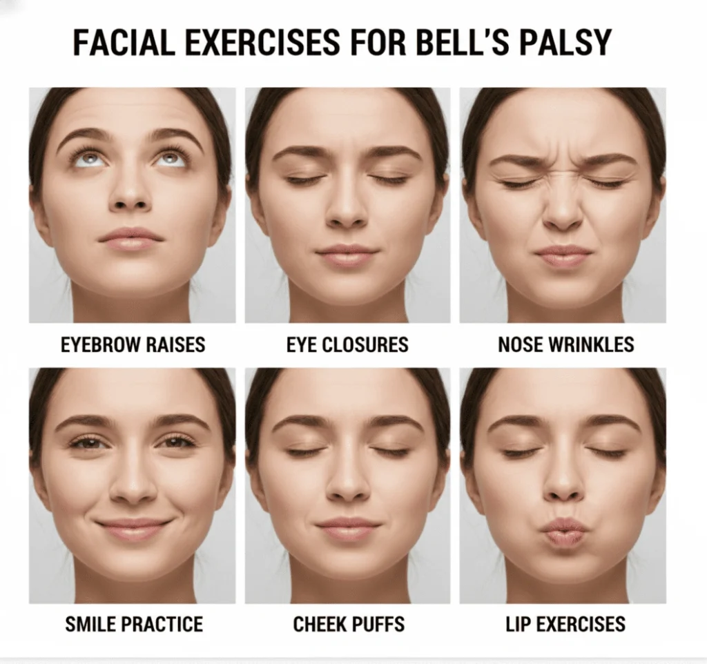 Bell's Palsy Recovery Time: Signs, Stages, and What to Expect 1 Facial Exercises for Bells palsy 1 Bell's Palsy Recovery Time: Signs, Stages, and What to Expect